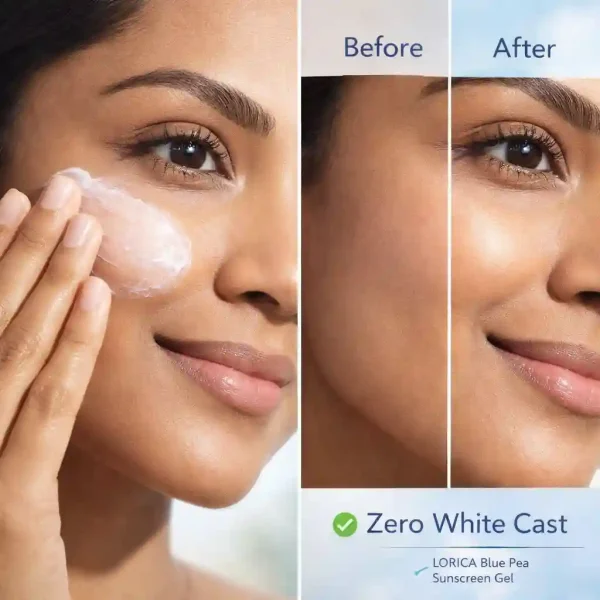 LORICA Blue Pea Sunscreen Gel SPF 50 PA+++ | Lightweight Oil-Free UV Protection for Oily & Sensitive Skin (100ml)