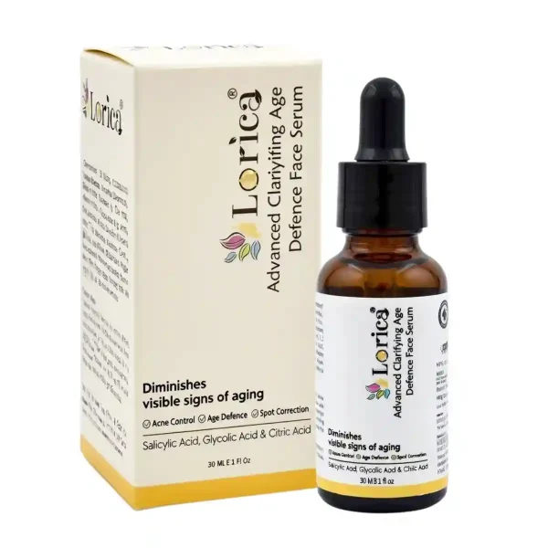 Lorica Advanced Clarifying Age Defence Face Serum 30ml with Glycolic Acid and Salicylic Acid for anti aging, pigmentation and glowing skin