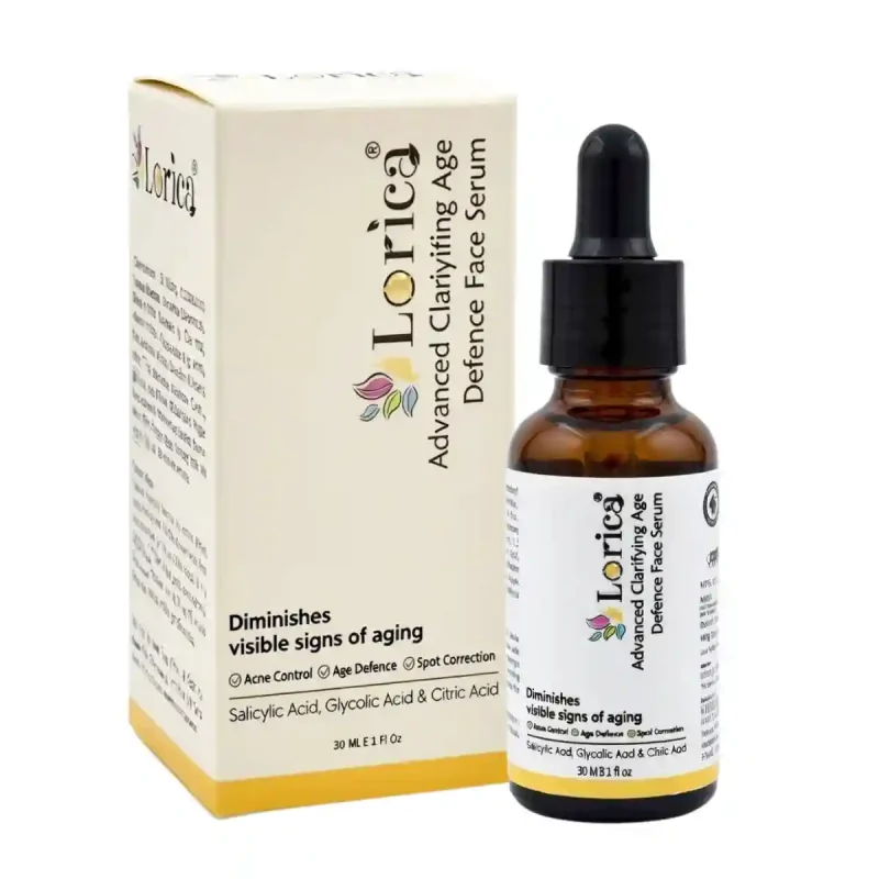 Lorica Advanced Clarifying Age Defence Face Serum 30ml with Glycolic Acid and Salicylic Acid for anti aging, pigmentation and glowing skin