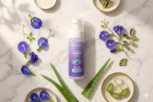 LORICA Blue Pea Sunscreen Gel SPF 50 PA+++ | Lightweight Oil-Free UV Protection for Oily & Sensitive Skin (100ml)