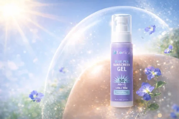 LORICA Blue Pea Sunscreen Gel SPF 50 PA+++ | Lightweight Oil-Free UV Protection for Oily & Sensitive Skin (100ml)